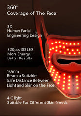 3D 360 Silicone Professional Led Light Therapy Facial Mask